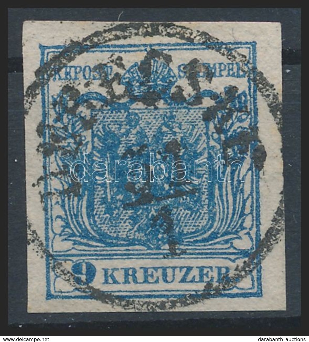 O 1850 9kr Kék HP IIIa Túlfestékezett Nyomat / Overinked 'DERECSKE' Certificate: Strakosch - Andere & Zonder Classificatie