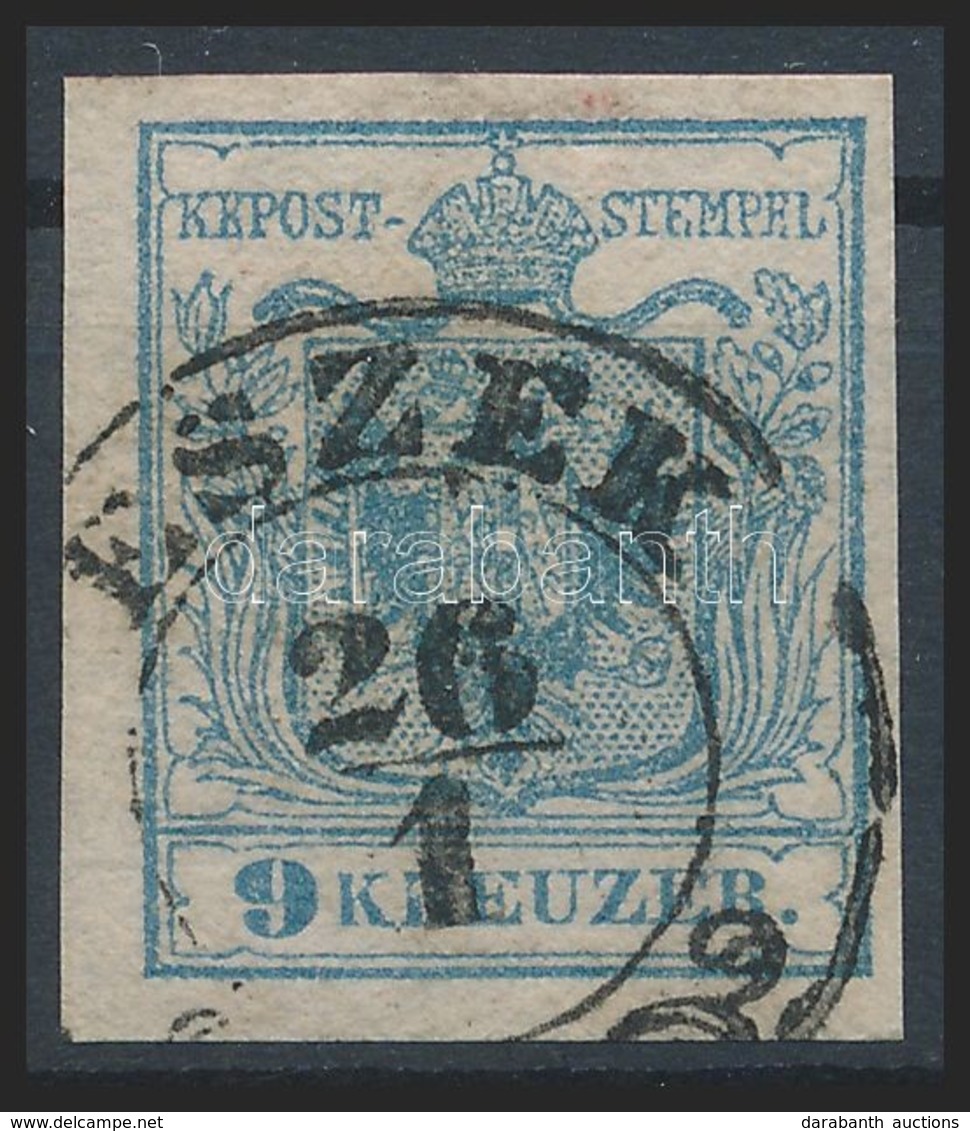 O 1850 9kr Világoskék HP I Lemezhibák, Magistris 37 / Light Blue, With Plate Flaws 'ESZÉK' Certificate: Strakosch - Other & Unclassified