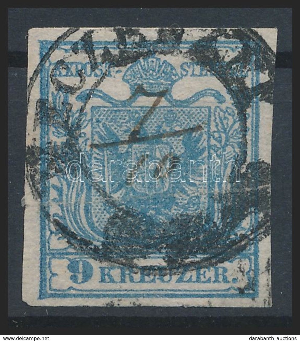 O 1850 9kr Kék HP IIb Kézi Dátummal (törött) / Blue, With Handwritten Date (folded) 'MECZENZÉF' Certificate: Steiner - Other & Unclassified