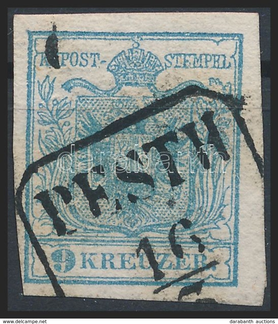 O 1850 9kr Szürkéskék HP I Magistris 301 / Greyblue 'PESTH' Certificate: Steiner - Other & Unclassified