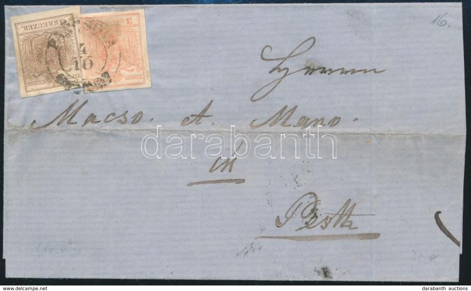 ~1850 3kr + 6kr Levélen / On Cover 'PANCSOVA' - Pesth - Autres & Non Classés