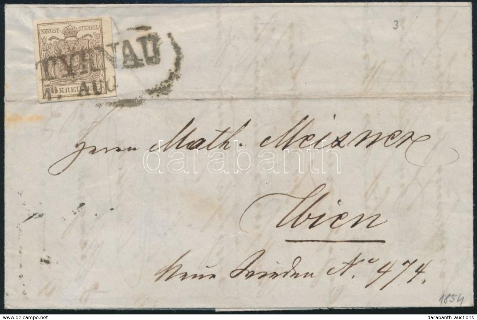 1854 6kr HP III. Levélen / On Cover 'TYRNAU' - 'WIEN' - Autres & Non Classés