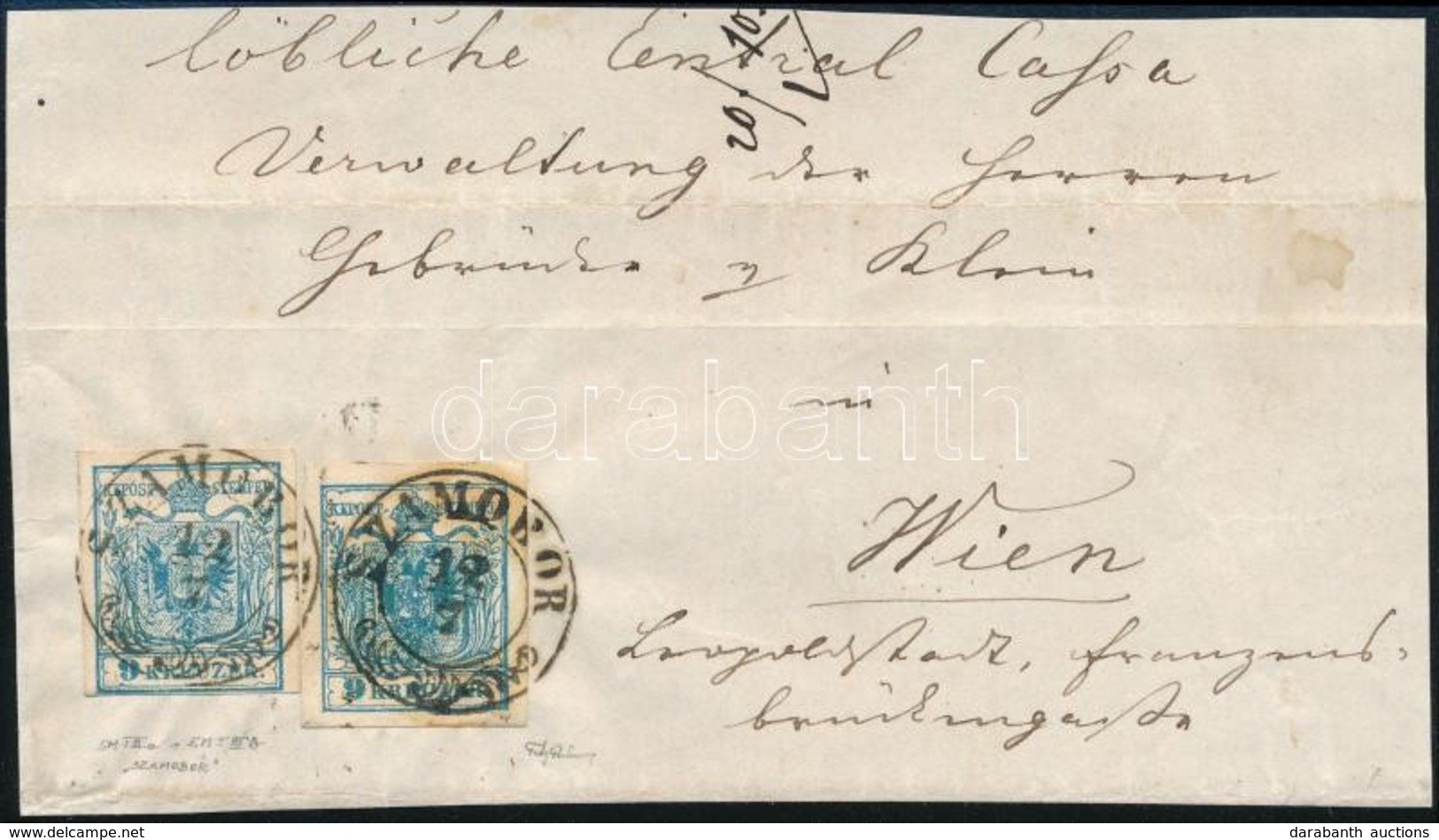 ~1856 2 X 9kr Eltérő Típusúak és Színűek Levél Előlapon / Different Types And Colours On Cover Front 'SZAMOBOR' - Wien.  - Sonstige & Ohne Zuordnung