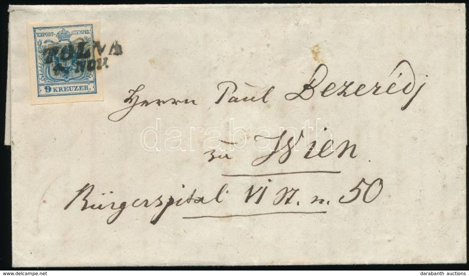 ~1856 9kr Levélen / On Cover 'TOLNA' - Wien - Autres & Non Classés