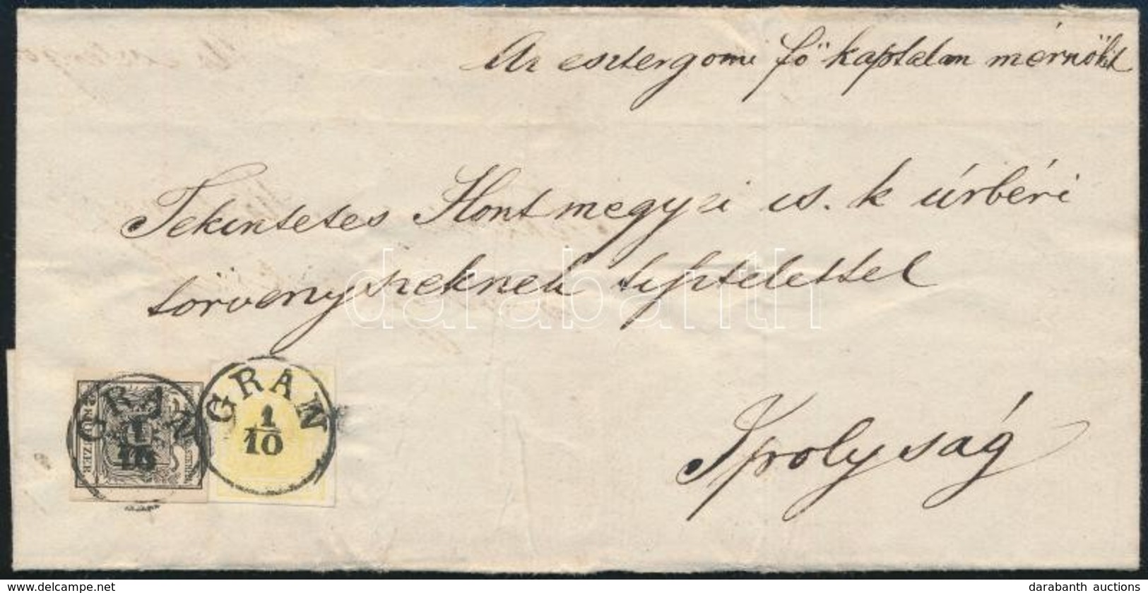 1858 1kr + 2kr Levélen / On Cover 'GRAN' - 'GRAN-NÁNA' - 'IPOLYSÁG' - Sonstige & Ohne Zuordnung
