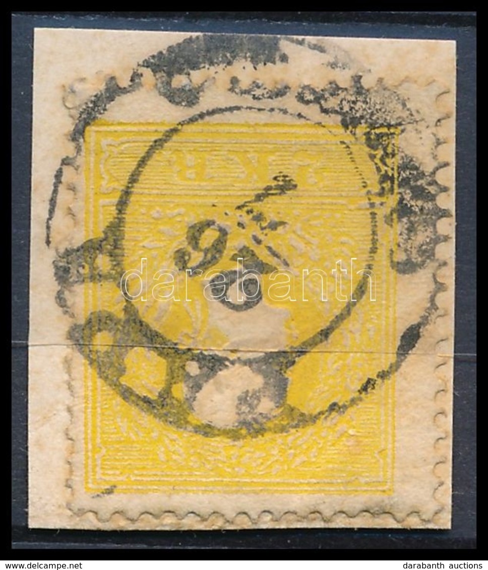 1858 2kr Kénsárga II, Festékfoltok A Fejen / Sulfur Yellow, Paint Spots On The Head 'PÁPA' Certificate: Steiner - Other & Unclassified