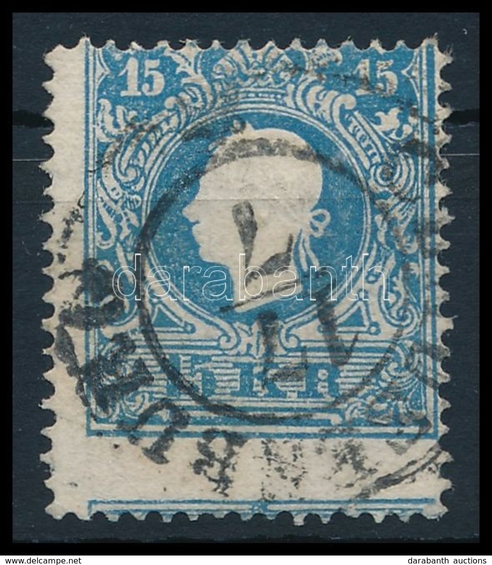 O 1858 15kr II. Kék, Extrém Elfogazással / 15kr II. Blue With Shifted Perforation 'CLAUSENBURG' Certificate: Steiner - Autres & Non Classés