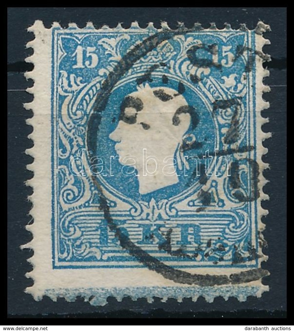 O 1858 15kr Kék II, Látványos Andráskereszt Végződéssel / 15kr II Blue, With St. Andrews Cross Part 'PEST(H) / Aben(ds)' - Other & Unclassified