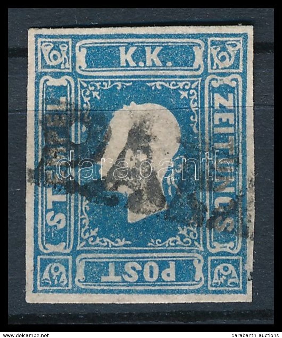 O 1858 Kék Hírlapbélyeg I. Típus Varratvízjellel, Rendkívül Ritka Darab! / Blue Newspaper Stamp Type I., Ladurner, R! 'P - Other & Unclassified