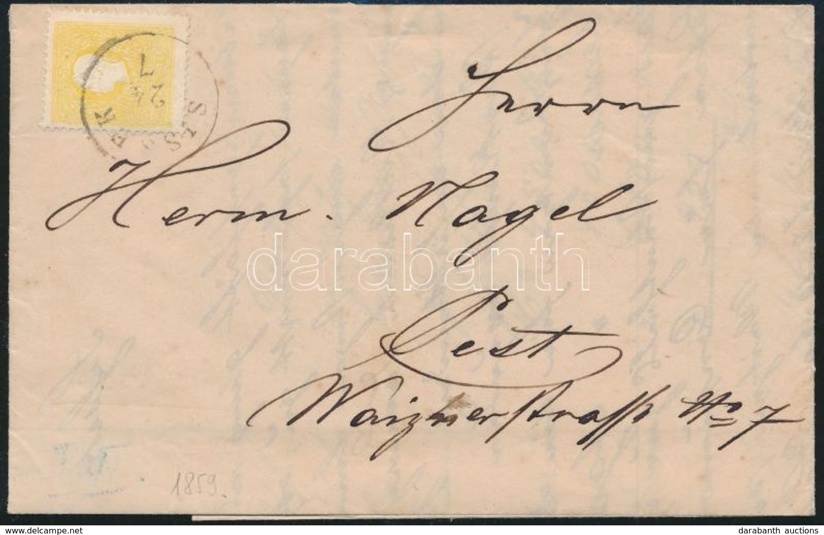 1859 2kr Levélen (50.000) / On Cover 'SISSEK' - 'AGRAM' - 'PESTH' - Other & Unclassified