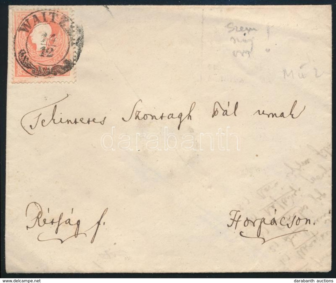 ~1860 5kr Lemezhibával Levélen / With Plate Flaw On Cover 'WAITZEN' - Horpács - Other & Unclassified