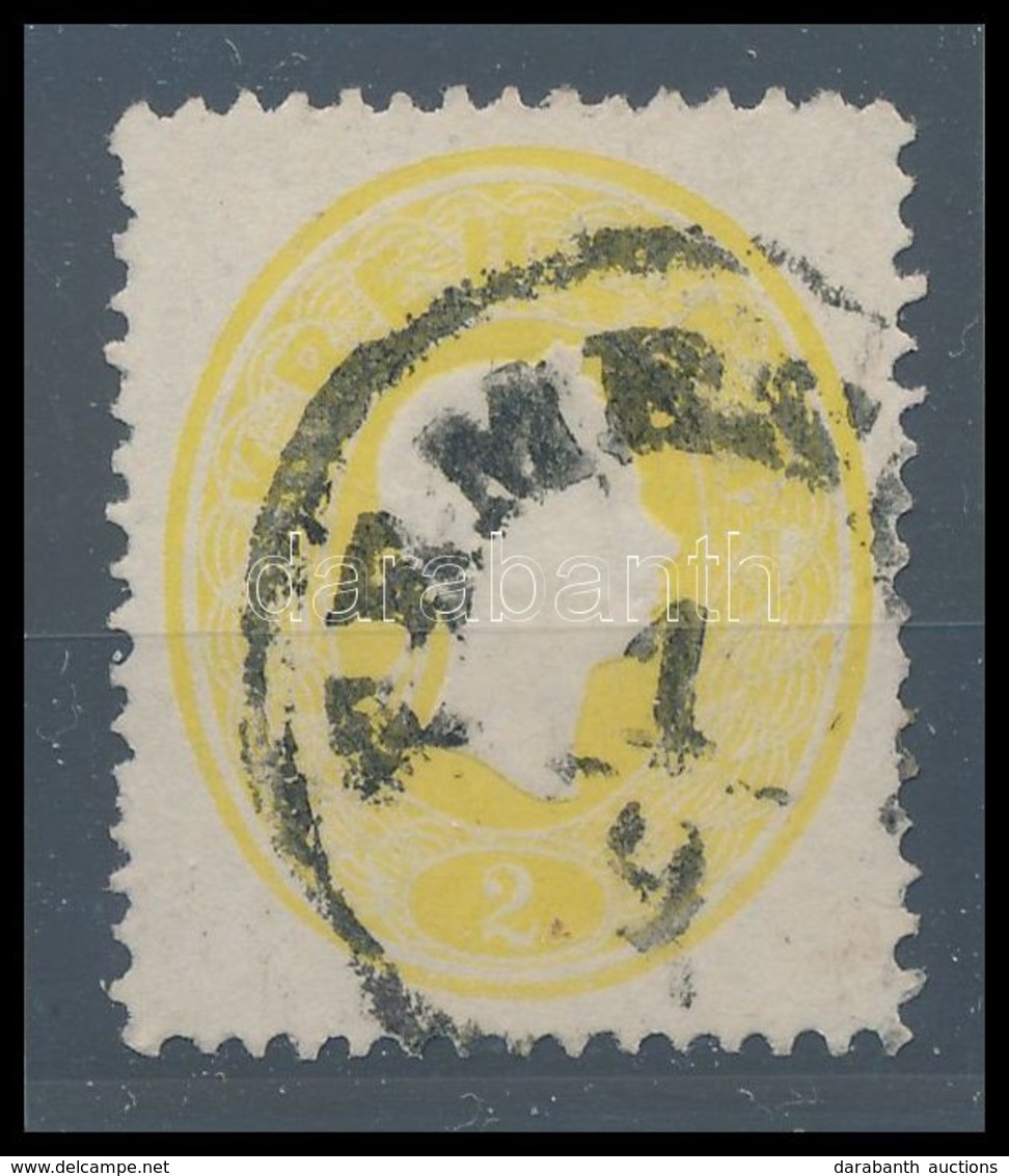 O 1861 2kr Sárga Szépen Centrált / Yellow, Well Centered 'TEMES(VAR)' Signed: Ferchenbauer - Autres & Non Classés