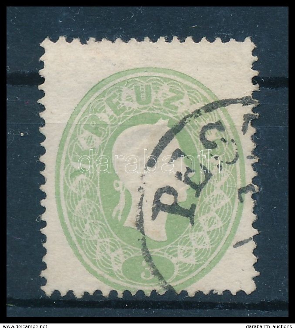 O 1861 3kr Világoszöld Késői Nyomat, Lemezhiba A Bal Oldalon / Light Green, With Plate Flaw 'PEST(H)' Signed: A.Diena - Autres & Non Classés