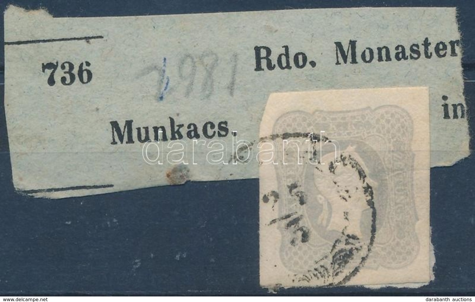 1861 Hírlapbélyeg Szürkés Ibolya, Címszalag Darabon / Gray Violet, On Wrapper Piece '(MUN)KÁCS' Certificate: Steiner - Autres & Non Classés