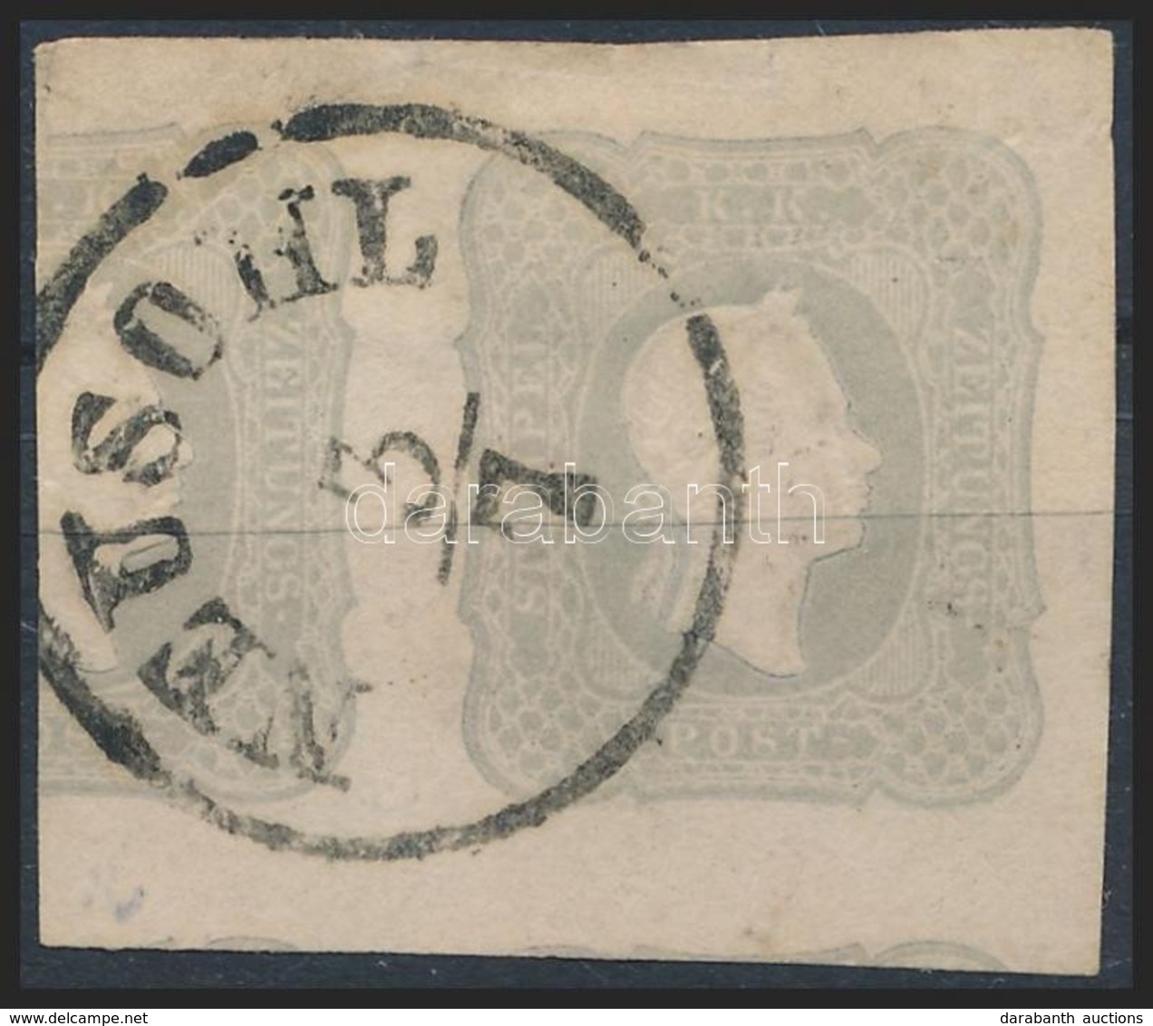 O 1861 Hírlapbélyeg Nagy Szélekkel, A Szomszédos Bélyegképpel, Szürke / Newspaper Stamp With Large Margins, Grey 'NEUSOH - Other & Unclassified