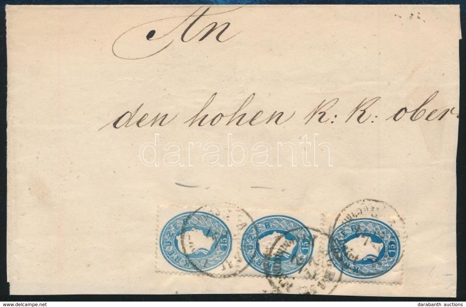 ~1861 3 X 15kr Levél Darabon / On Piece Of Cover 'AGRAM / Recommandirt' - Autres & Non Classés