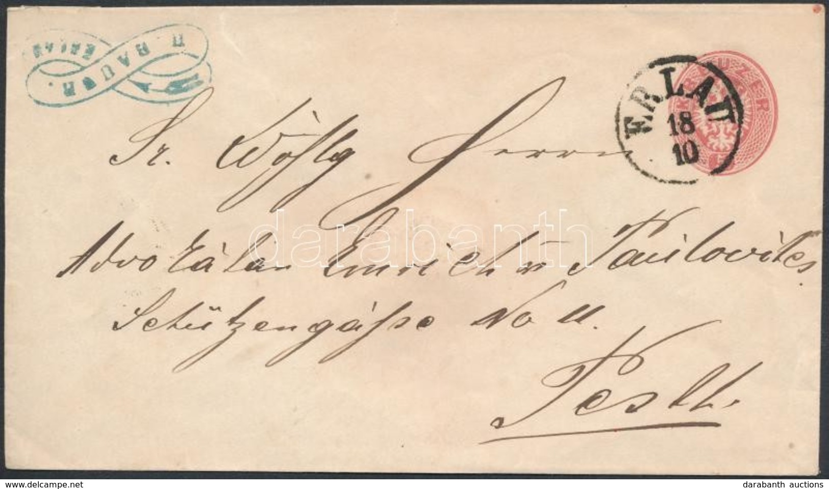 ~1863  5kr Díjjegyes Boríték / PS-cover 'ERLAU' - Pesth - Autres & Non Classés