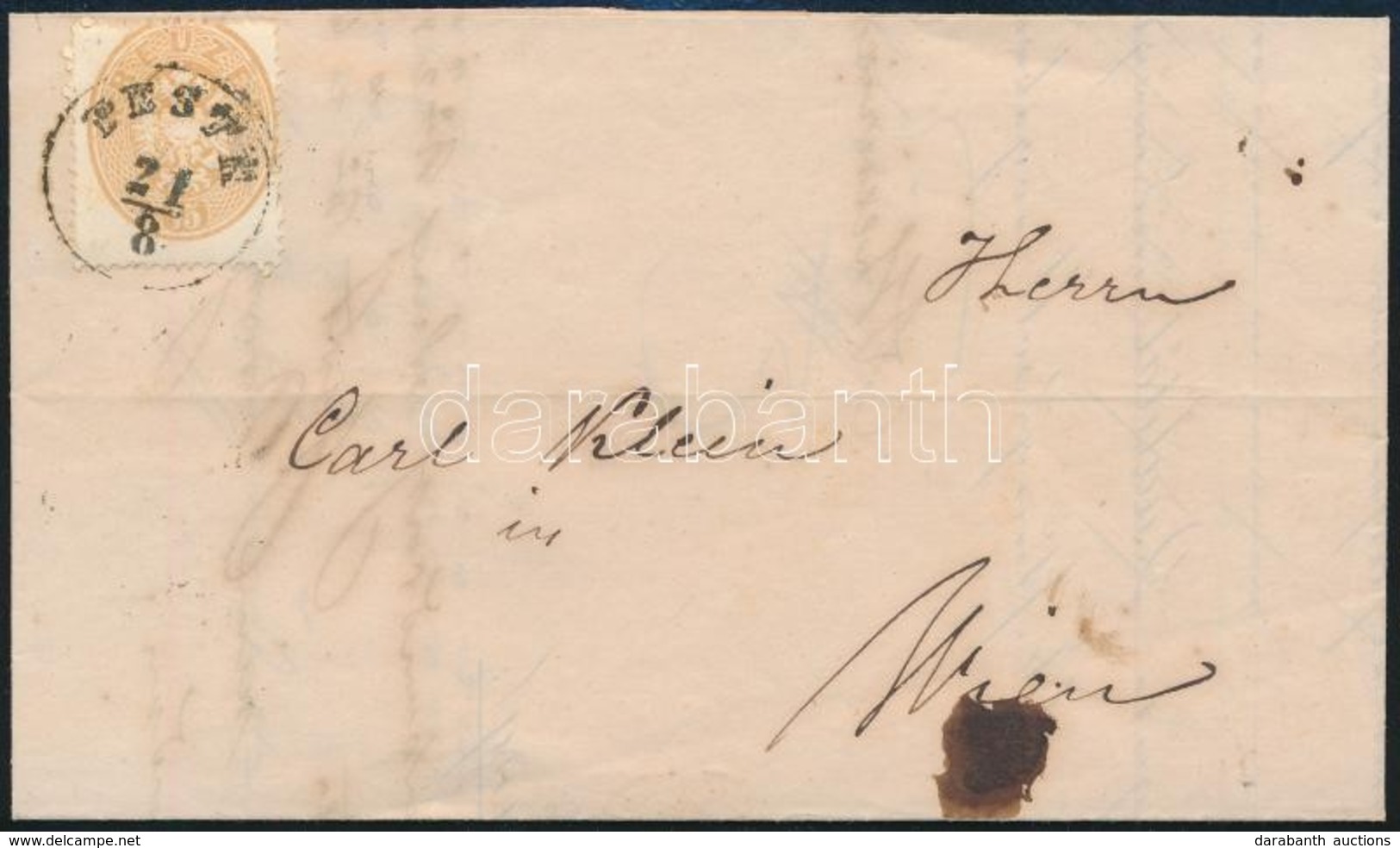 1863 15kr Levélen / On Cover 'PESTH' - Wien - Autres & Non Classés