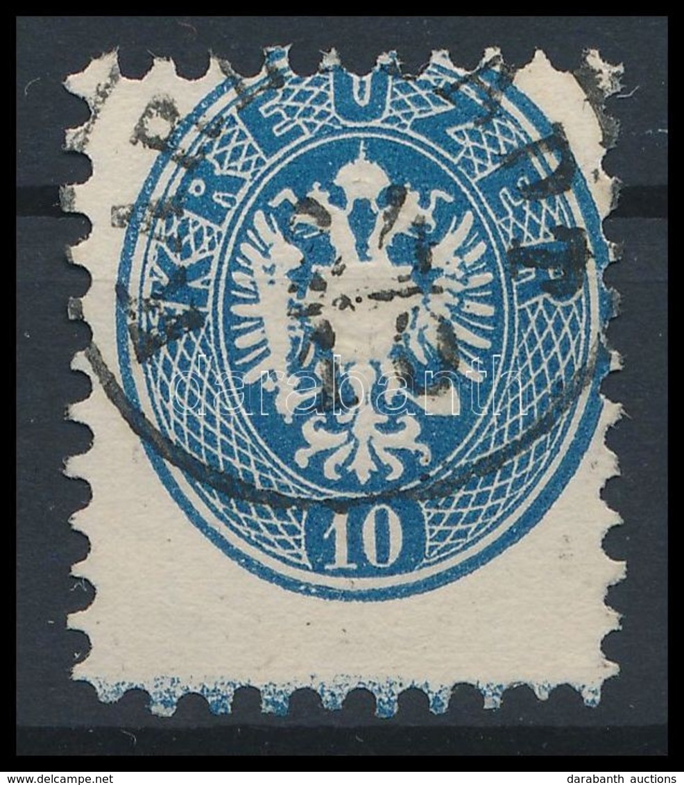 O 1864 10kr Extrém Elfogazással, Sötétkék, Alul Szegélyléc Lenyomattal / Dark Blue With Shifted Perforation 'KARL(ST)ADT - Autres & Non Classés