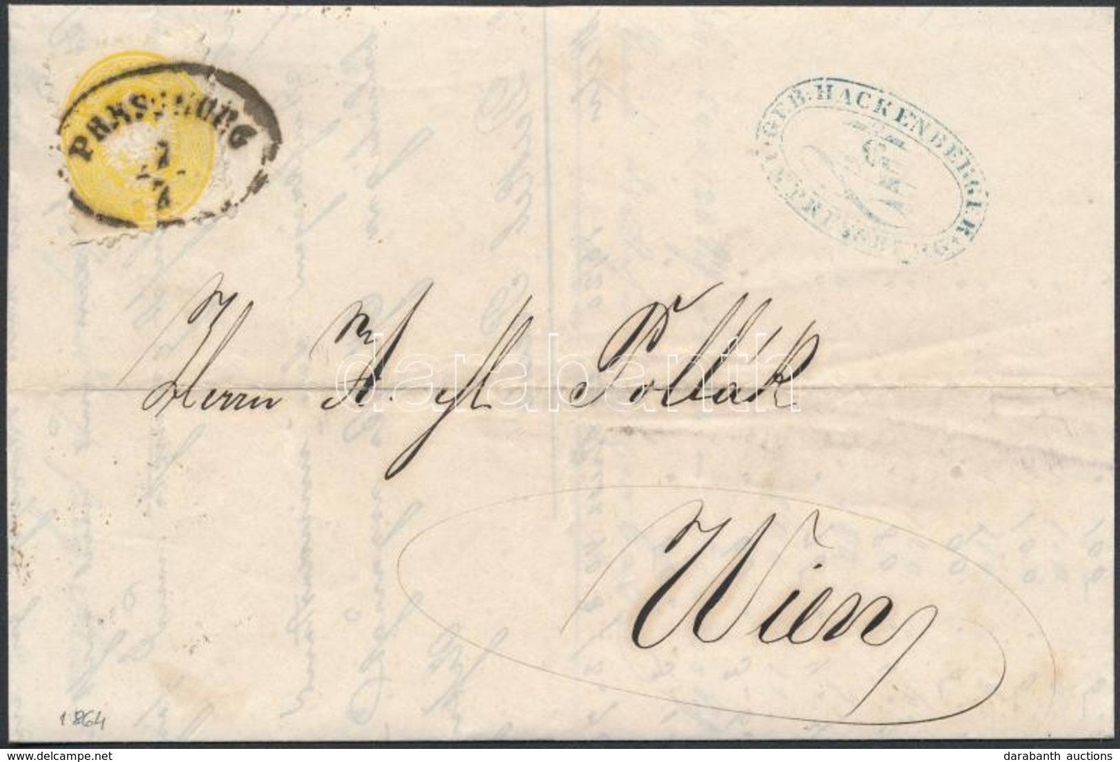 1864 2kr Levélen / On Cover 'PRESSBURG' - Wien - Sonstige & Ohne Zuordnung