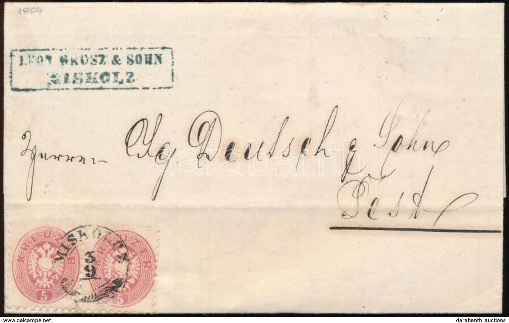 1864 5kr Pár Levélen / Pair On Cover 'MISKOLCZ' - Pest - Autres & Non Classés