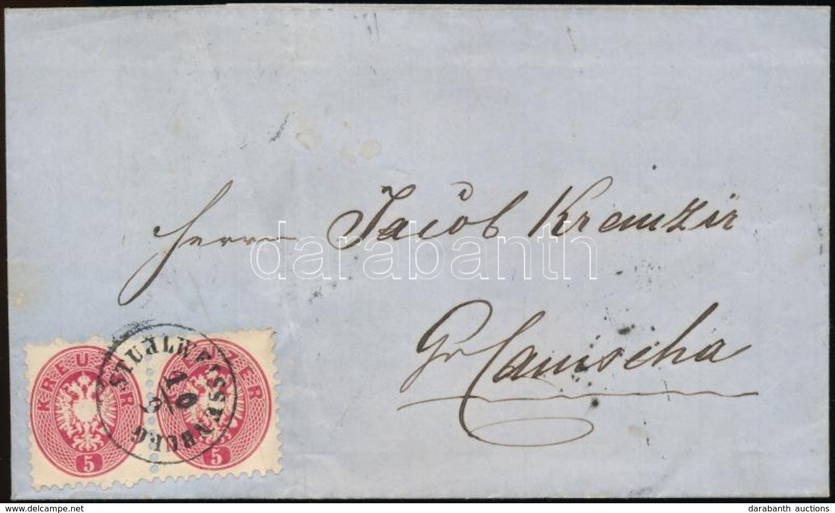 1864-1865 5kr Pár Levélen / Pair On Cover 'STUHLWEISSENBURG' - Gr. Canischa - Sonstige & Ohne Zuordnung