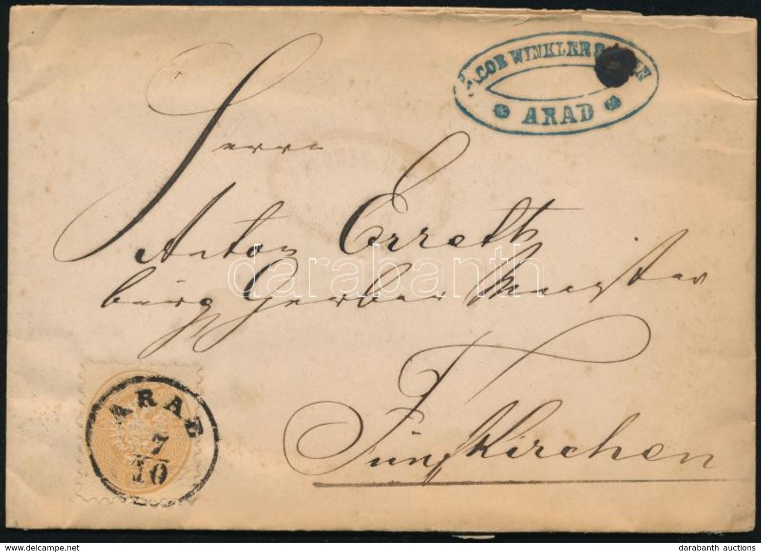 1865 15kr Levélen, Tartalommal / On Cover 'ARAD' - Fünfkirchen - Autres & Non Classés