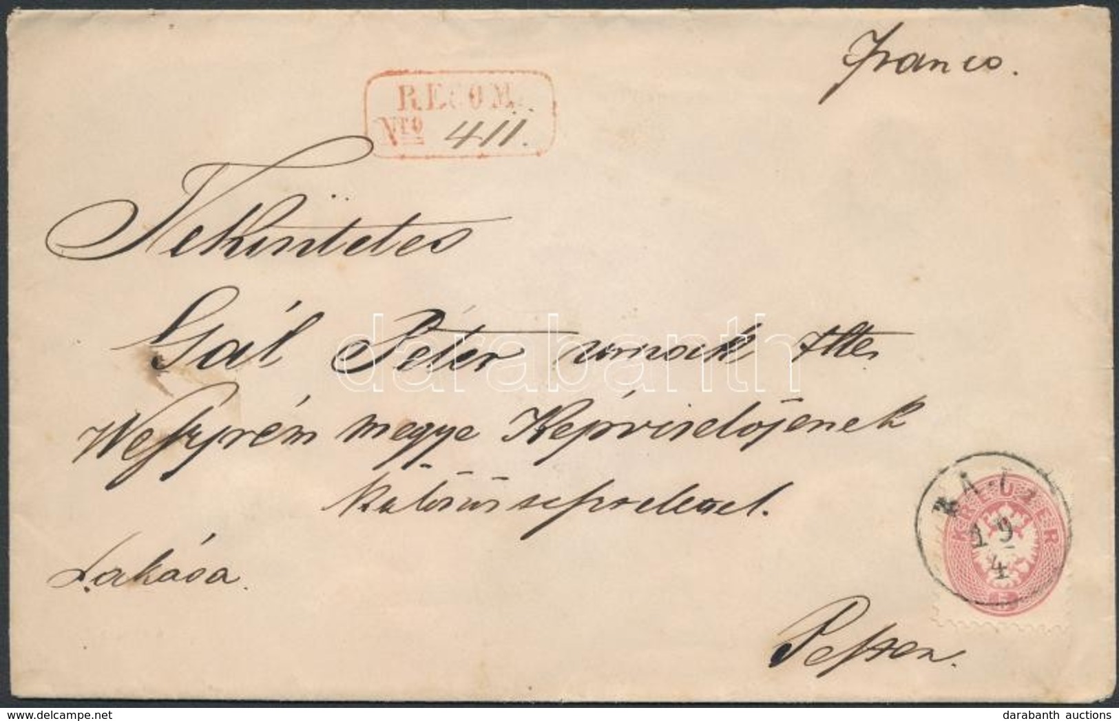 1866 5kr + 2 X 5kr Ajánlott Levélen / On Registered Cover 'BAJA' - Pest - Other & Unclassified