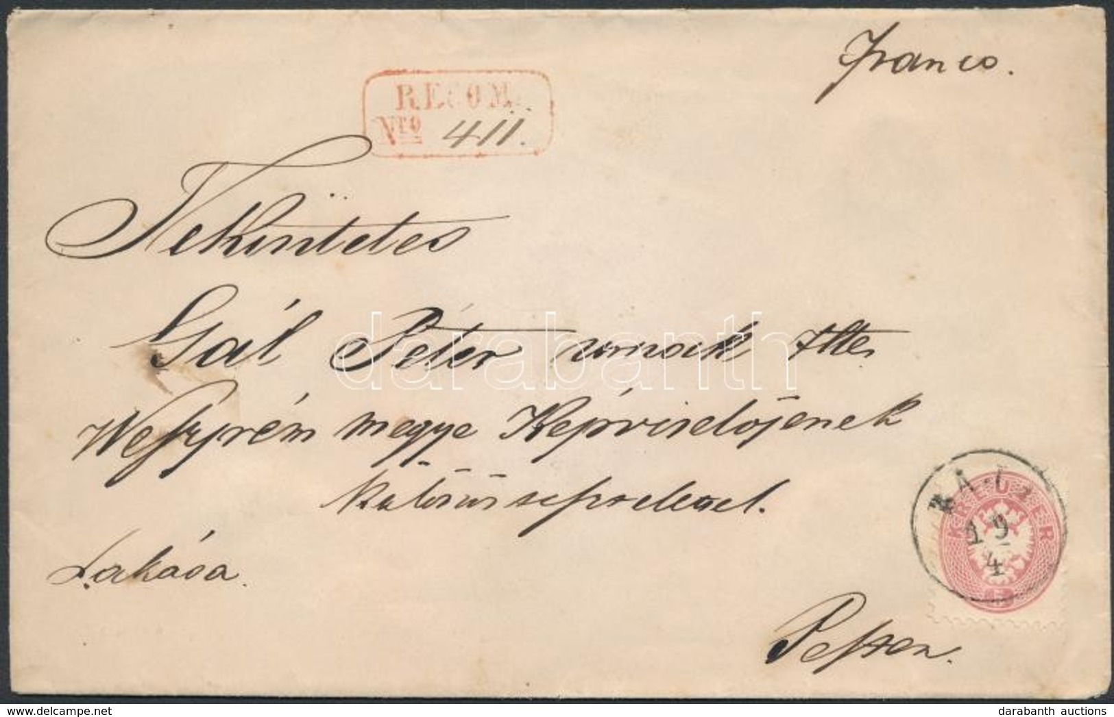 1866 5kr + 2 X 5kr Ajánlott Levélen / On Registered Cover 'BAJA' - Pest - Autres & Non Classés