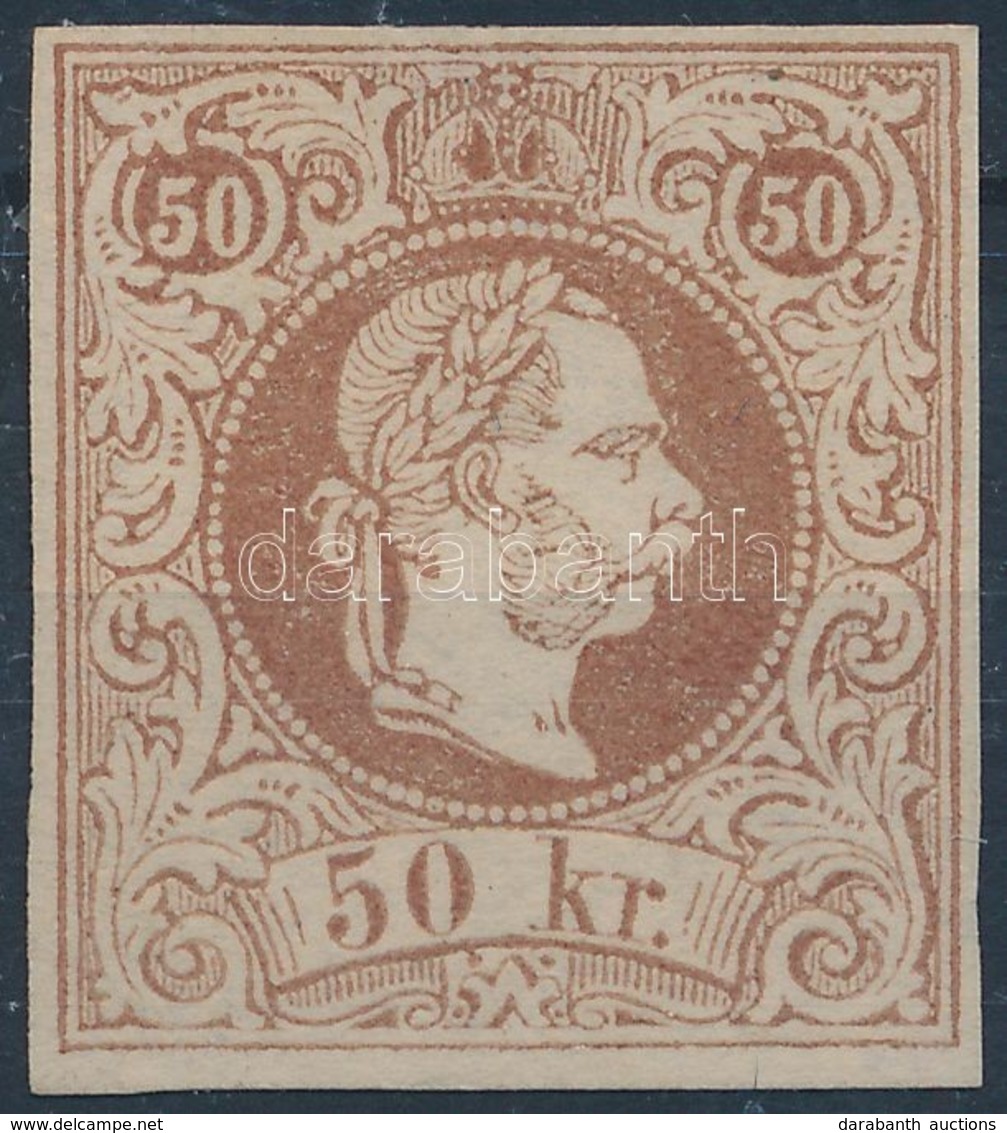 1867 50kr Barna Próbanyomat (Bogenprobe) Eredeti Színben, Fogazatlan, Gumi Nélküli Papíron. Nagyon Ritka! / 50kr Brown P - Sonstige & Ohne Zuordnung