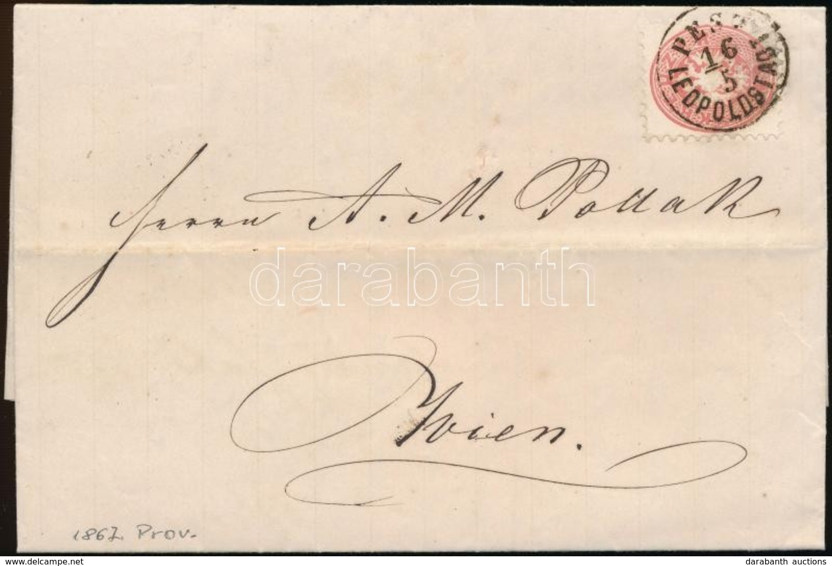 1867 5kr Levélen / On Cover 'PEST/LEOPOLDSTADT' - Wien - Other & Unclassified