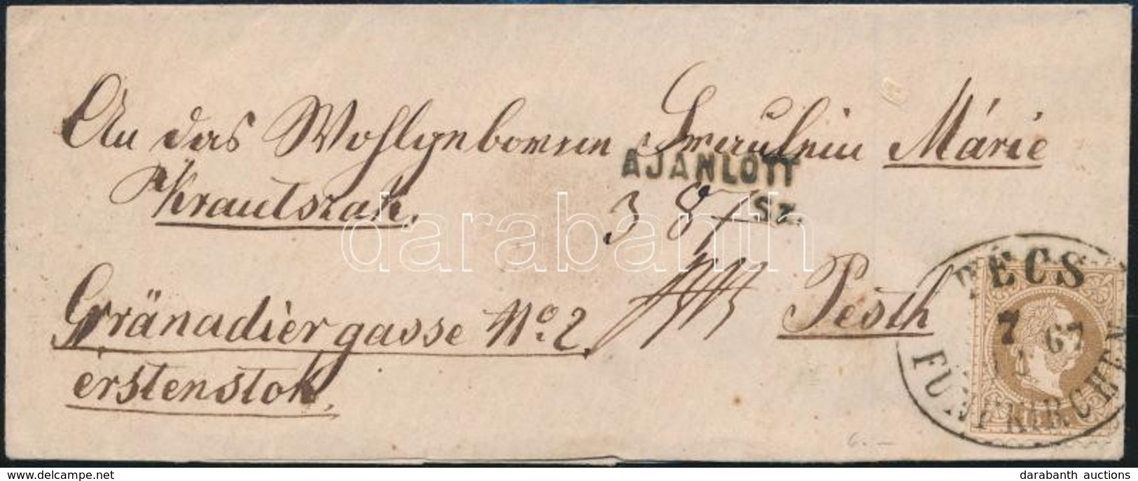 1867 15kr Levélen / On Cover 'PÉCS / FÜNFKIRCHEN' - Sonstige & Ohne Zuordnung