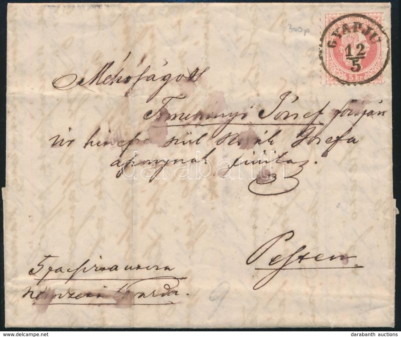 1868 5kr Levélen / On Cover 'GYAPJU' - Pest (Gudlin 300 P) - Sonstige & Ohne Zuordnung