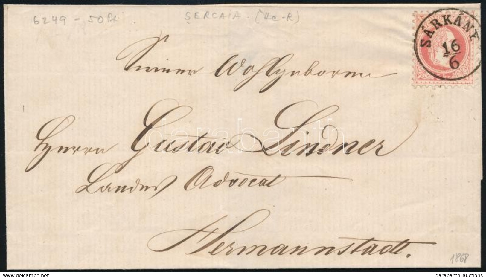 1868 5kr Levélen / On Cover 'SÁRKÁNY' - Autres & Non Classés