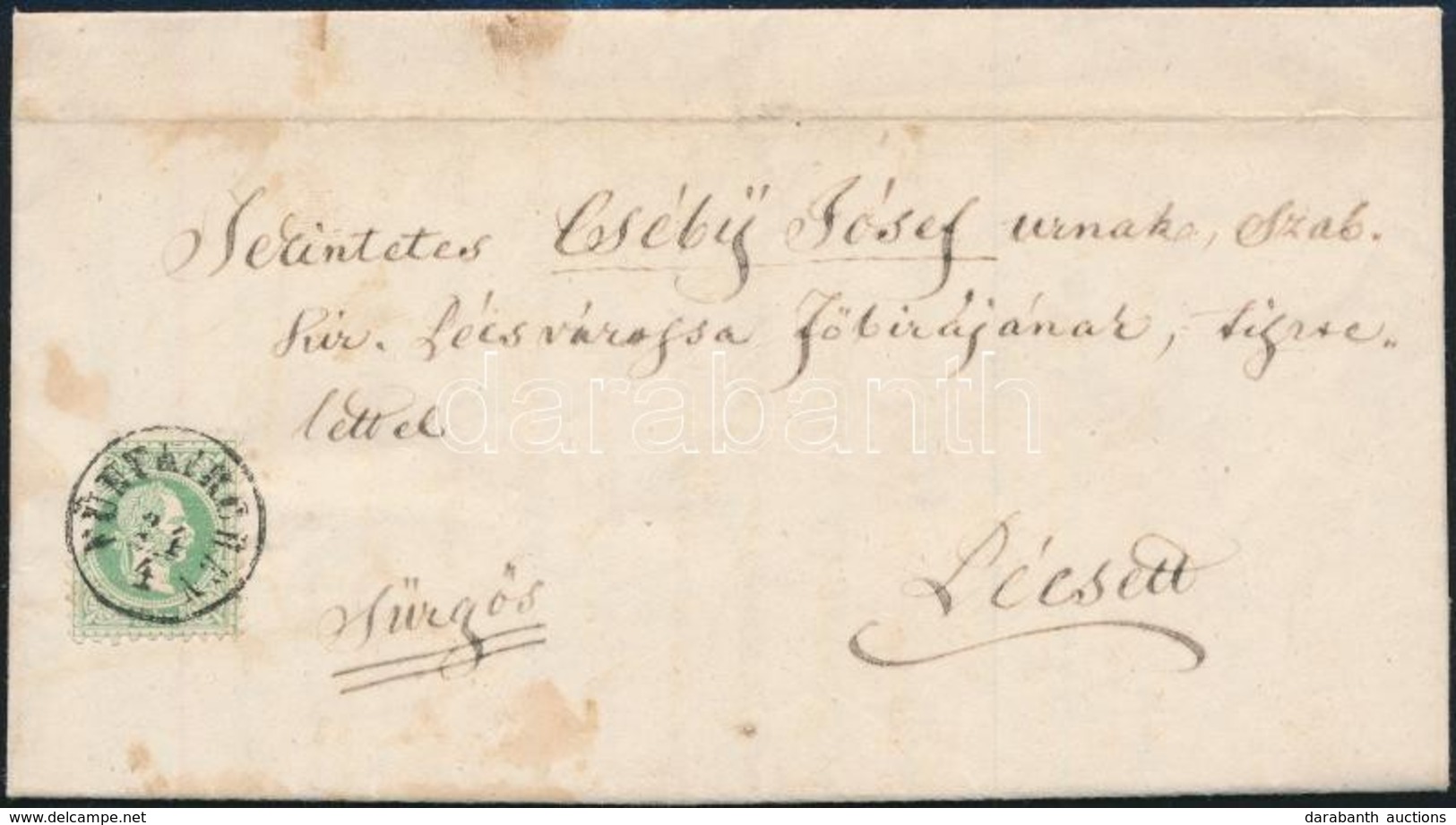 1868 3kr Sürgős Helyi Levélen / On Local Cover 'FÜNFKIRCHEN' - Other & Unclassified