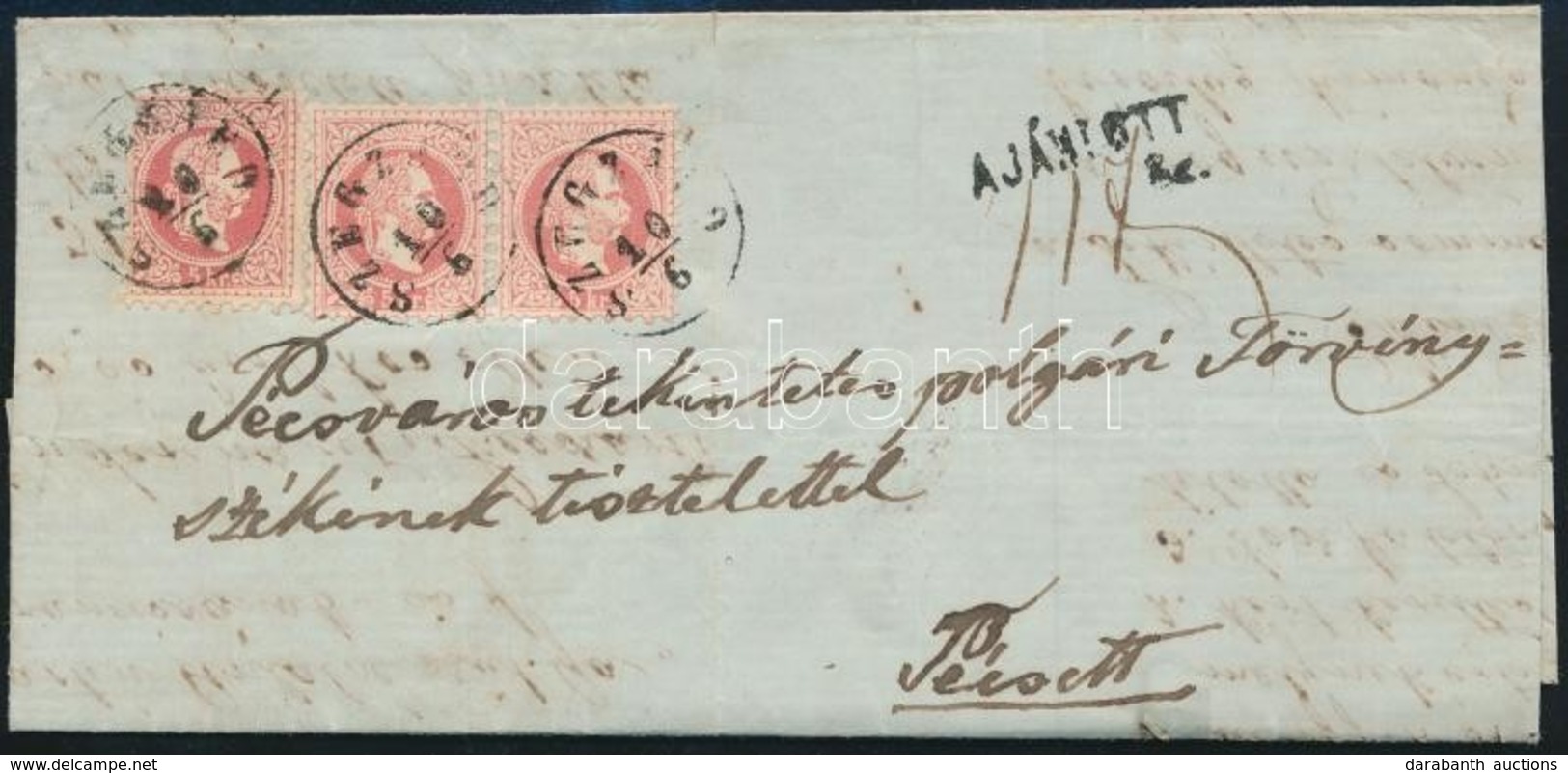 1869 5 X 5kr Ajánlott Levélen Teljes Tartalommal / On Registered Cover With Full Content 'SZEGZÁRD' - Pécs - Sonstige & Ohne Zuordnung