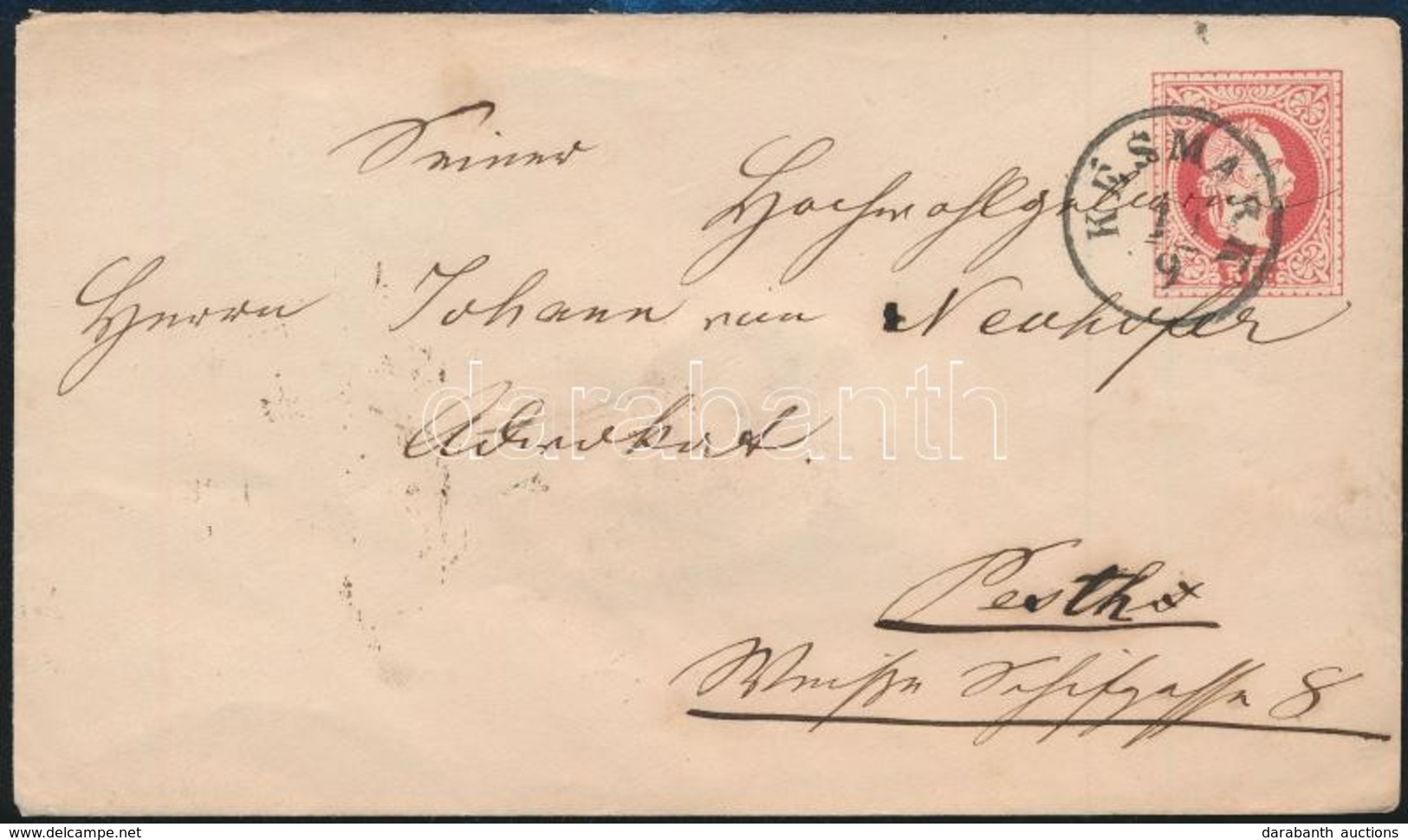 1869 5kr Díjjegyes Boríték / PS-cover 'KÉSMÁRK' - Autres & Non Classés