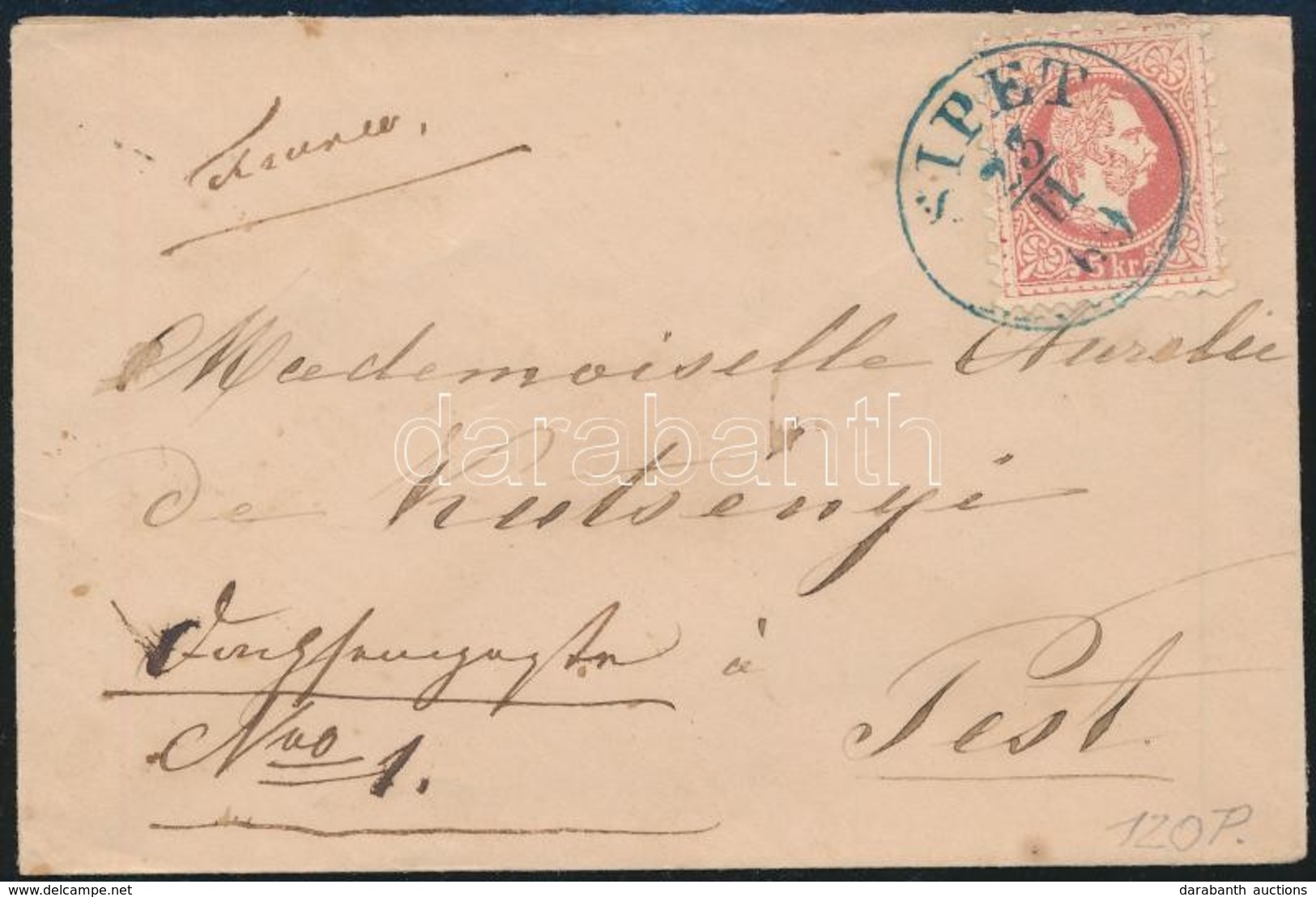 1869 5kr Levélen / On Cover, Kék / Blue 'SIPET' - 'PEST' - Autres & Non Classés