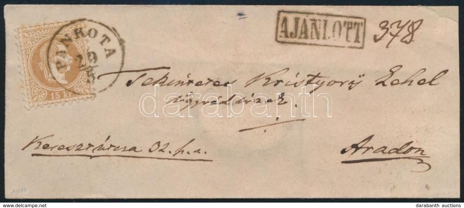 ~1870 15kr Ajánlott Levélen / On Registered Cover 'PANKOTA' - Arad - Autres & Non Classés