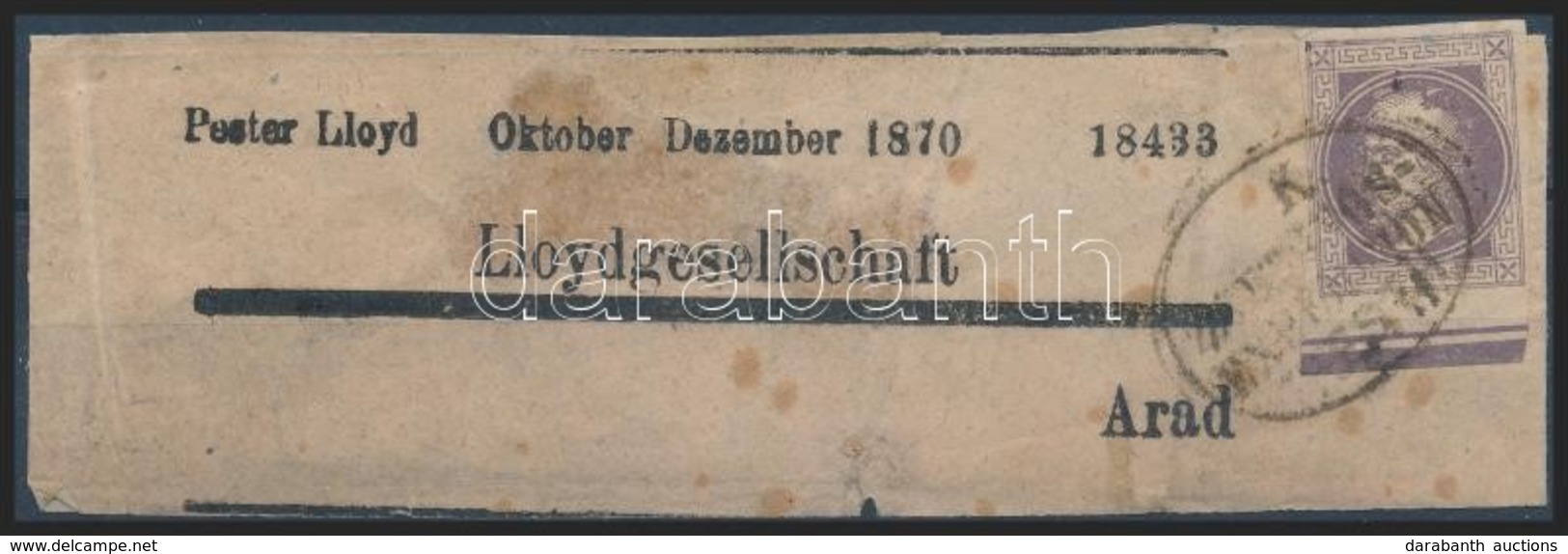 1870 Címszalag / Newspaper Wrapper 'K.ZEITUNGS-/EXPEDITION PESTH' (Gudlin R!) - Arad - Sonstige & Ohne Zuordnung
