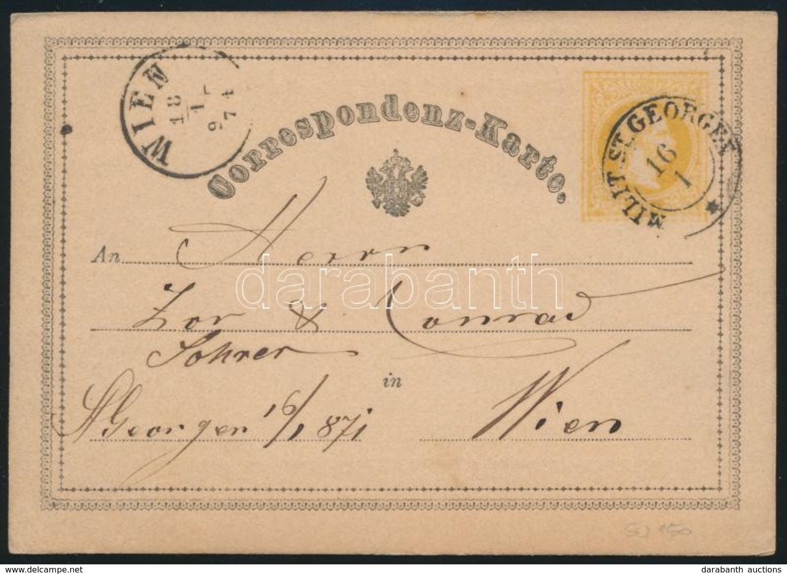 1871 Díjjegyes Levelezőlap / PS-card 'MILIT.ST.GEORGEN' - 'WIEN' - Sonstige & Ohne Zuordnung