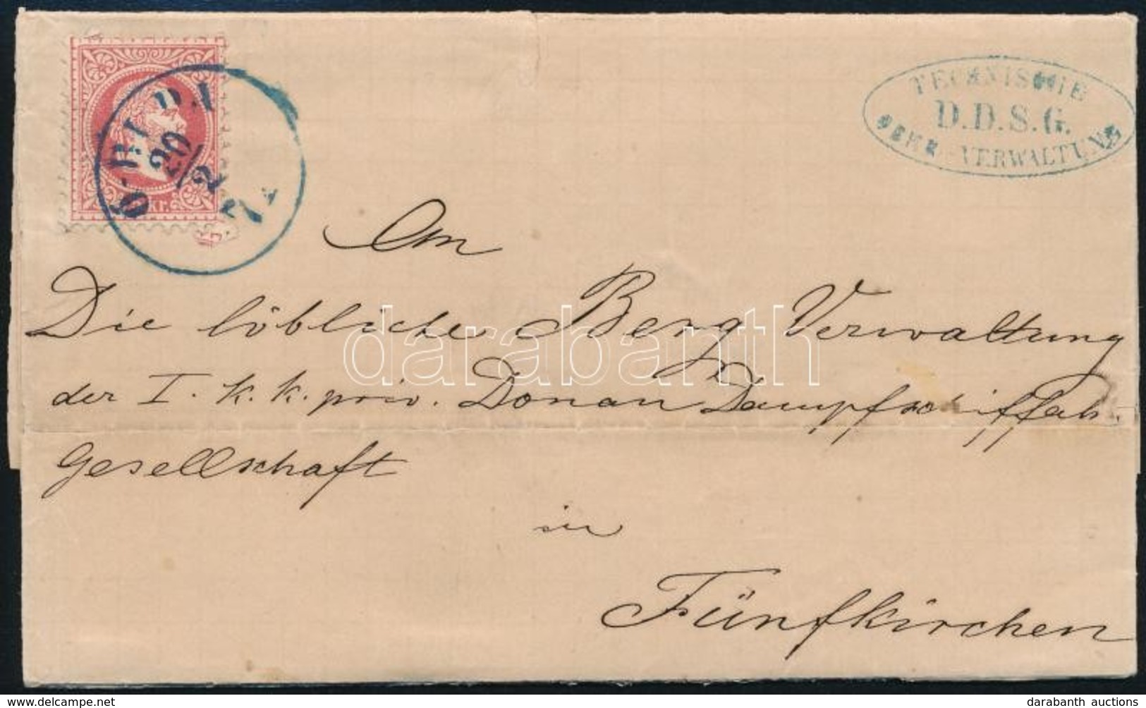 1871 5kr Levélen / On Cover Kék/blue 'Ó-BUDA' - Fünfkirchen - Autres & Non Classés