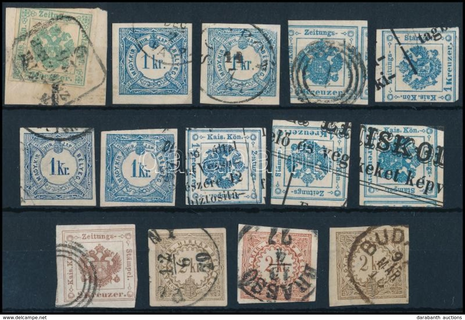 O 1853-1898 Kis Tétel Hírlapilleték Bélyeg / Small Lot Of Newspaper Duty Stamps - Autres & Non Classés