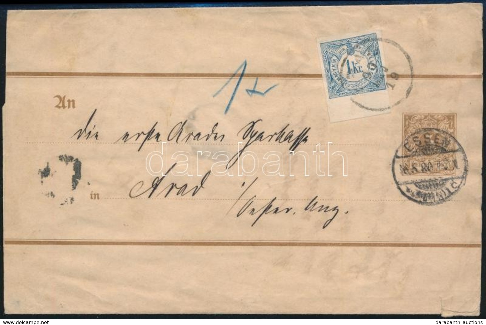 1890 Hírlapilleték Bélyeg 3 Pfenning Német Díjjegyes Címszalagon / Newspaper Duty Stamp On German PS-wrapper 'ARAD' Cert - Autres & Non Classés
