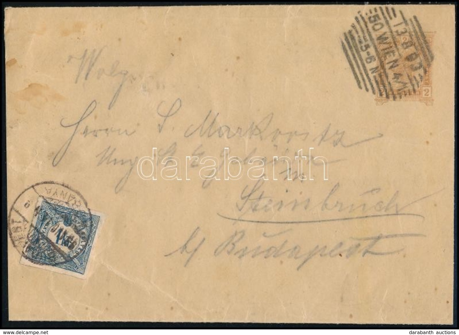 1893 Hírlapilleték Bélyeg Osztrák 2kr újságcímszalagon / Newspaper Duty Stamp On  Austrian Wrapper 'BUDAPEST' - Other & Unclassified