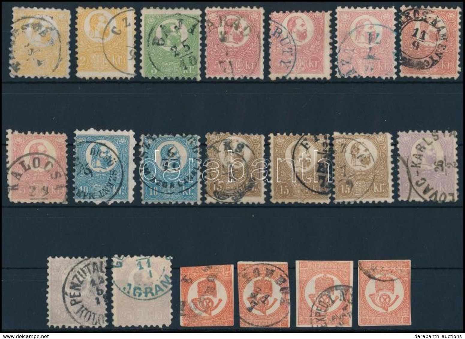 O 1871 Kőnyomat Sor + Színváltozatok + 4 Hírlapbélyeg összesen 20 Db / 20 Stamps Ex Mi 1-7 Including 1 Complete Set (kis - Autres & Non Classés