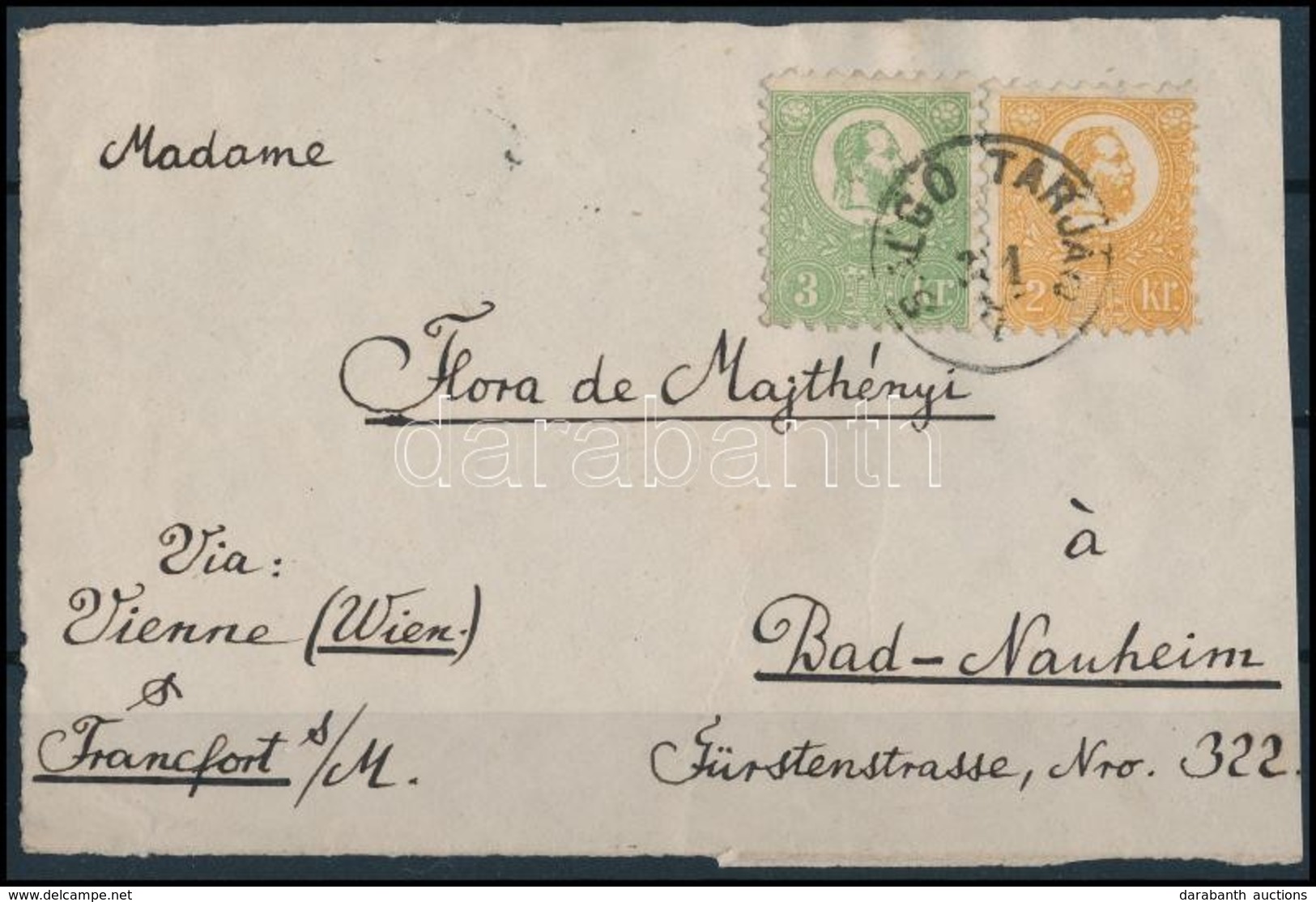 1871 Kőnyomat 2kr + 3kr Németországba Küldött Levél Előlapján / Mi 1 + 2 On Cover Front To Bad Nauheim, Germany 'SALGÓ T - Autres & Non Classés