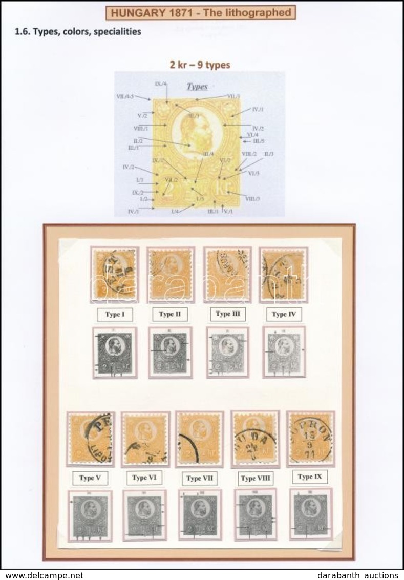 O 1871 Kőnyomat 2kr Típustanulmány, 9 Db Bélyeg / Mi 1 Type Study, 9 Stamps Ex Ryan - Sonstige & Ohne Zuordnung