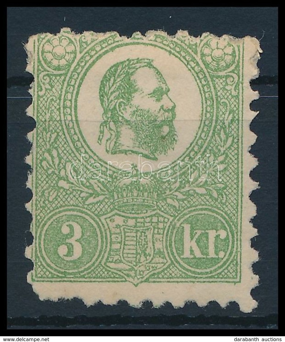 (*) 1871 Kőnyomat 3kr Használatlan Bélyeg Gumimaradványokkal (*240.000) / Mi 2 Unused Stamp With Gum Remains (foghibák / - Autres & Non Classés