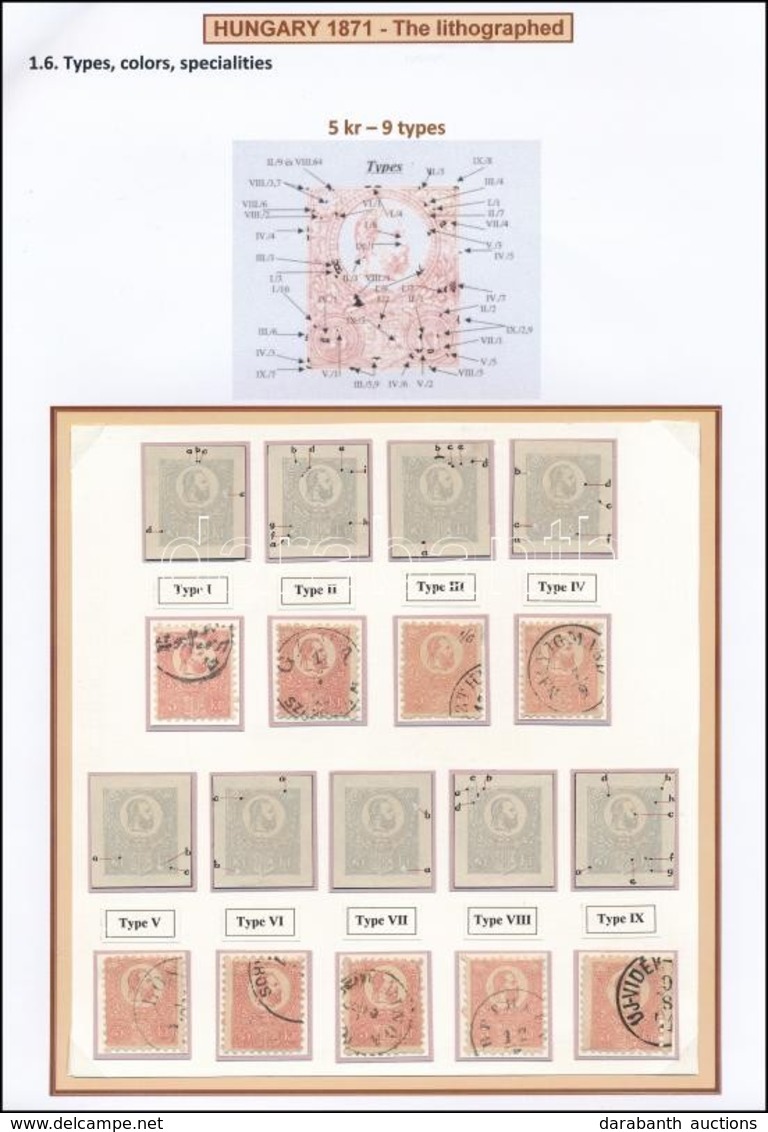 O 1871 Kőnyomat 5kr Típustanulmány, 9 Db Bélyeg / Mi 3 Type Study, 9 Stamps Ex Ryan - Sonstige & Ohne Zuordnung